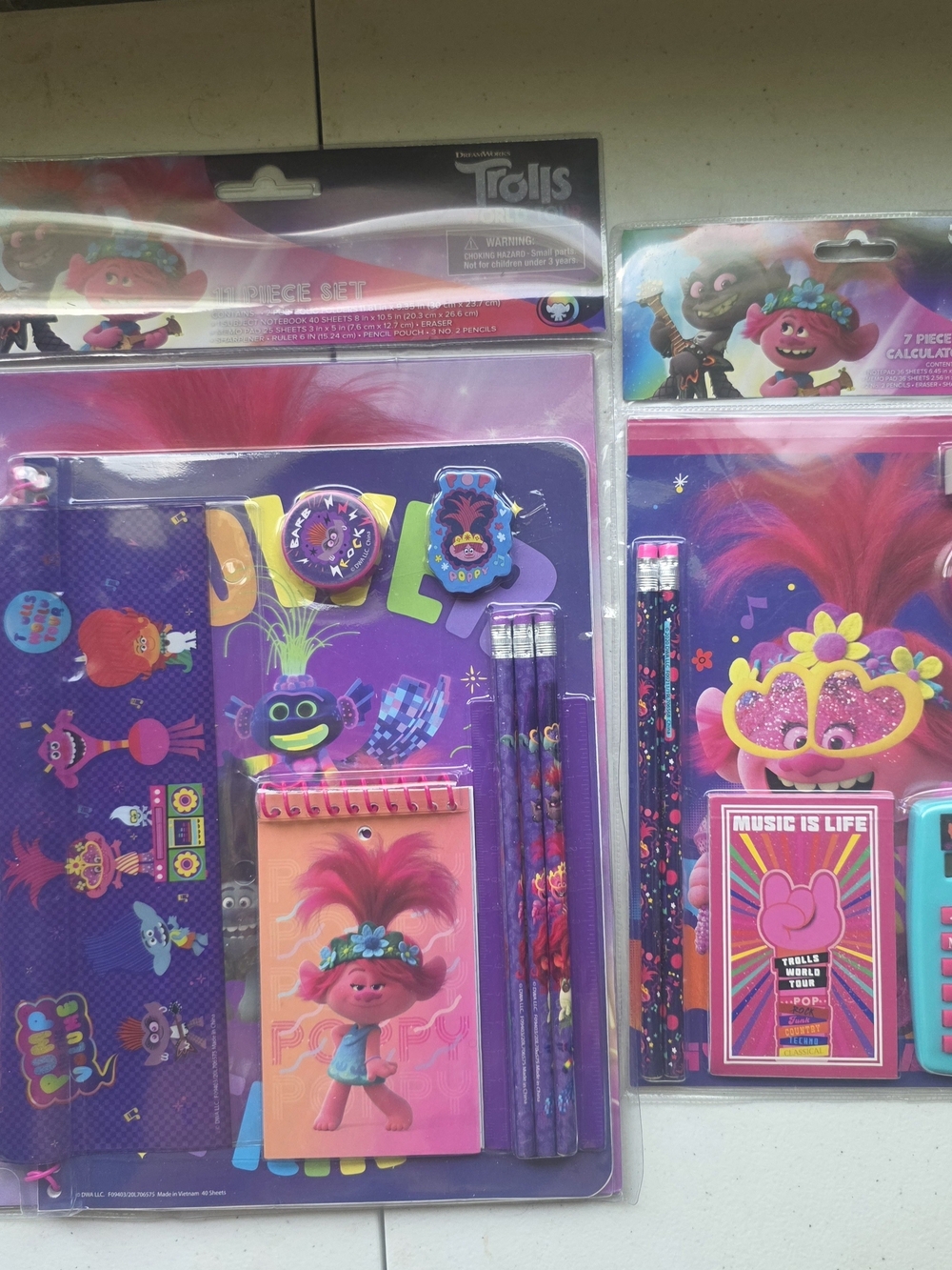 Trolls Kids Purple and Pink Stationery Gift Set